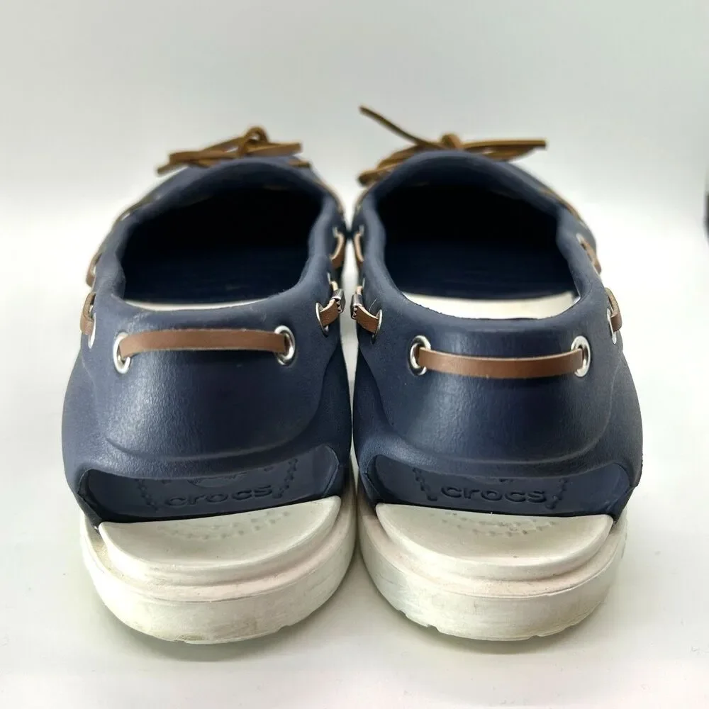 Crocs Women's Navy White Beach Line Slip-On Boat Shoes Size 9 - Picture 7 of 13